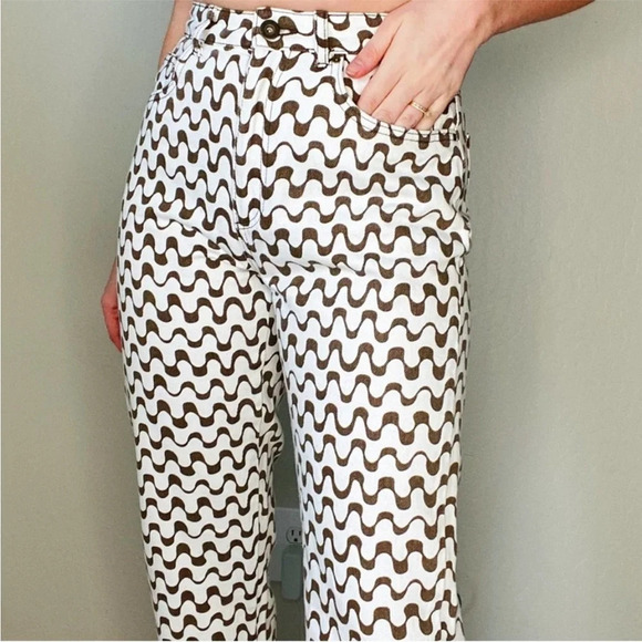 Cotton On High Rise Super Stretch Straight Leg Wavy Geometric Printed Jeans sz 4 - Picture 1 of 11